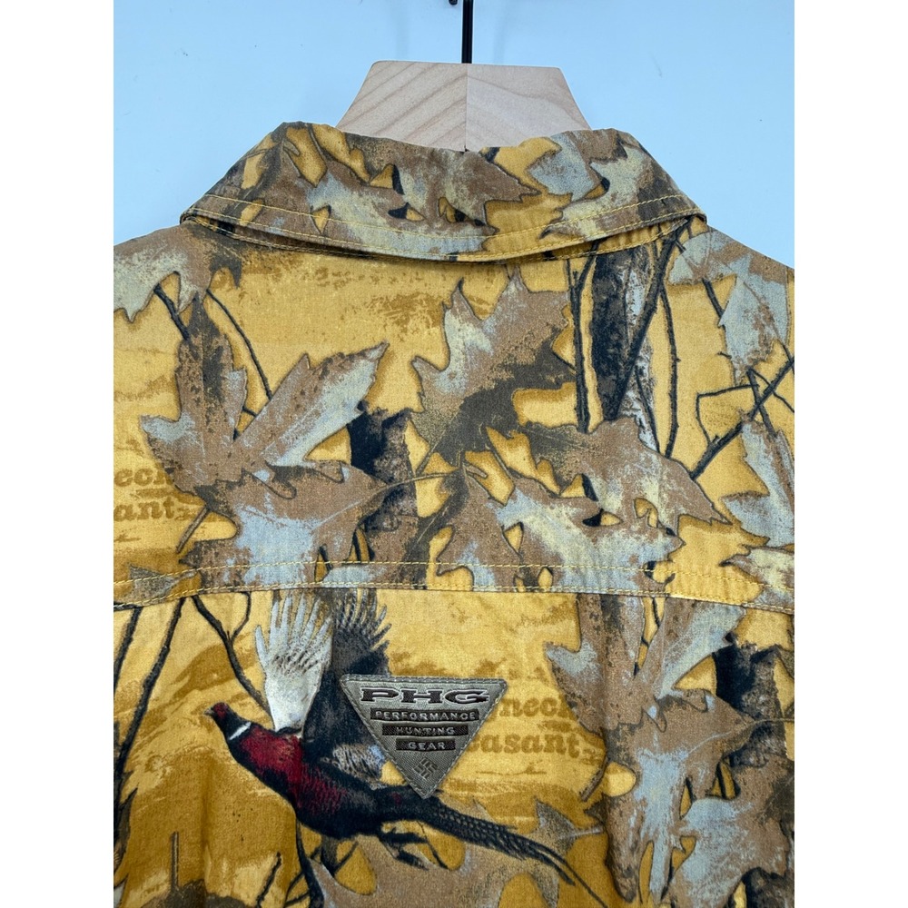 Columbia Shirt Mens Large Yellow Bird Camo PHG Performance Hunting Gear Cotton - Picture 5 of 9